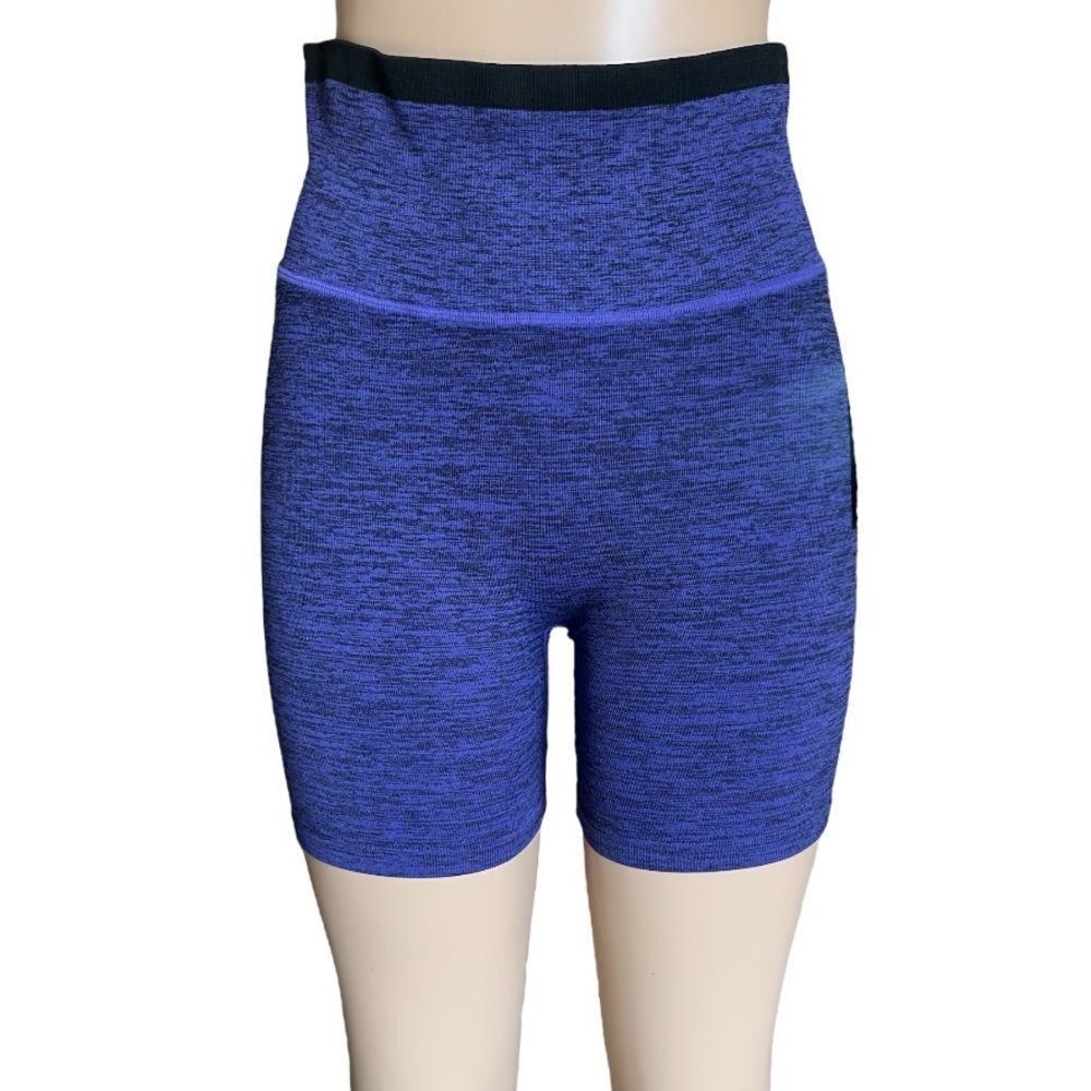 NWT- Peloton Women's Heathered Blue Bike Shorts - Picture 2 of 6